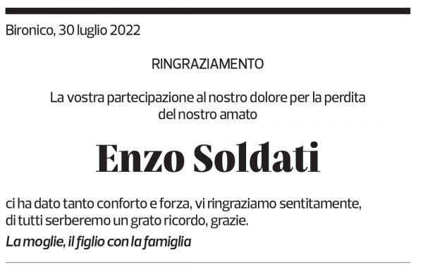 Annuncio funebre Enzo Soldati