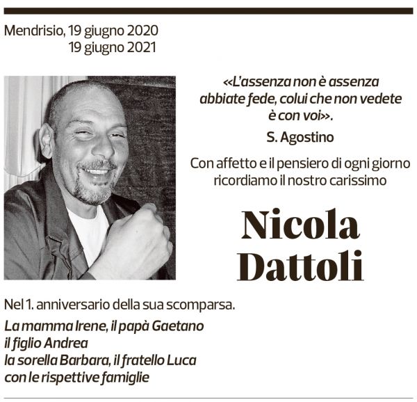 Annuncio funebre Nicola Dattoli