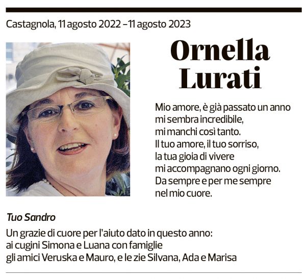 Annuncio funebre Ornella Lurati