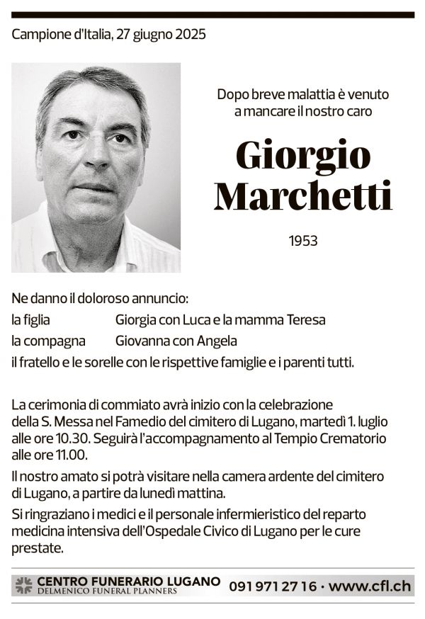 Annuncio funebre Giorgio Marchetti