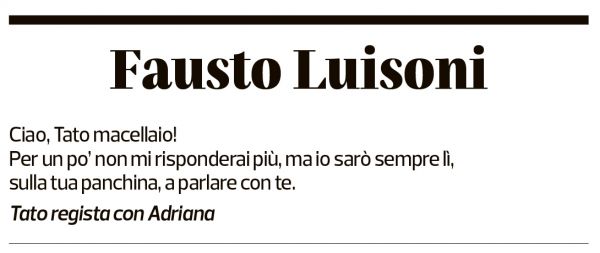 Annuncio funebre Fausto Luisoni