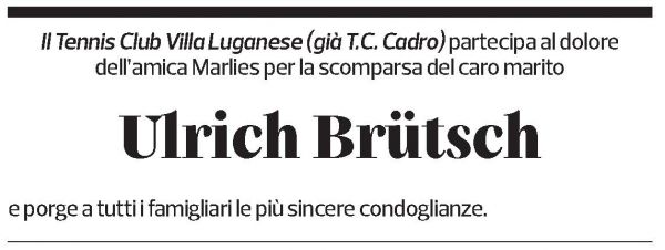 Annuncio funebre Ulrich Brütsch
