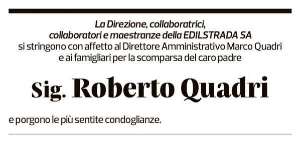 Annuncio funebre Roberto Quadri