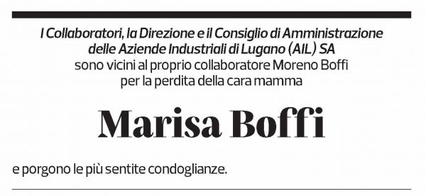 Annuncio funebre Marisa Boffi