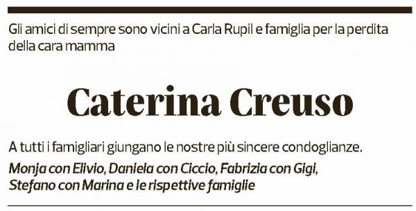 Annuncio funebre Caterina Creuso