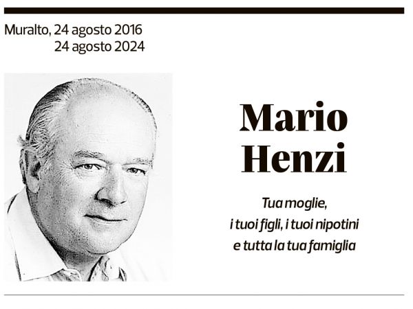 Annuncio funebre Mario Henzi