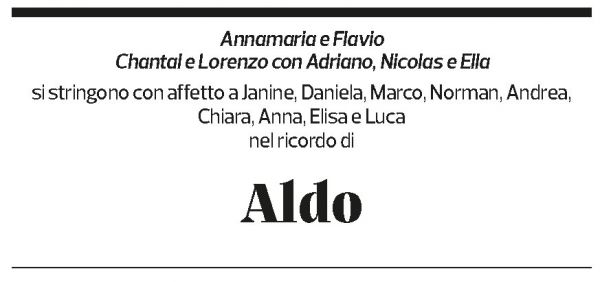 Annuncio funebre Aldo Zaccaria