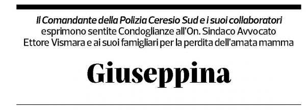 Annuncio funebre Giuseppina Vismara