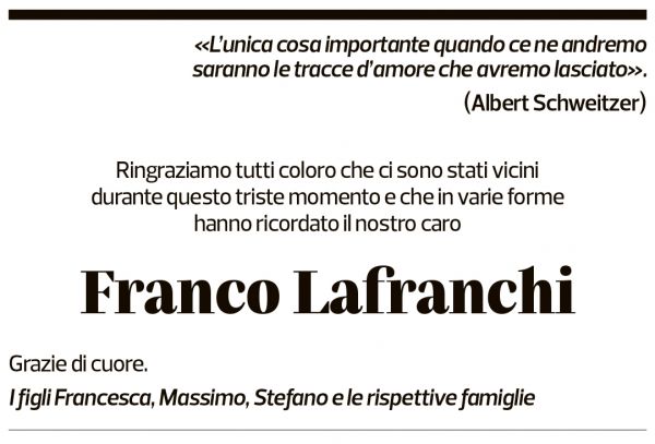 Annuncio funebre Franco Lafranchi