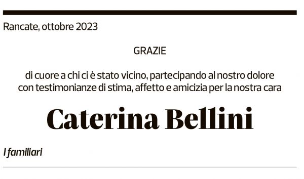 Annuncio funebre Caterina Bellini