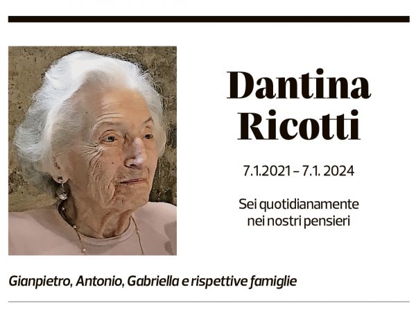 Annuncio funebre Dantina Ricotti