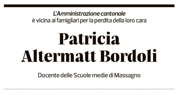 Annuncio funebre Patricia Altermatt Bordoli
