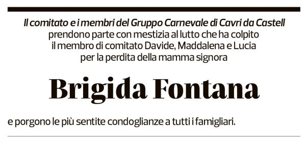 Annuncio funebre Brigida Fontana