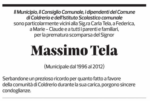 Annuncio funebre Massimo Tela