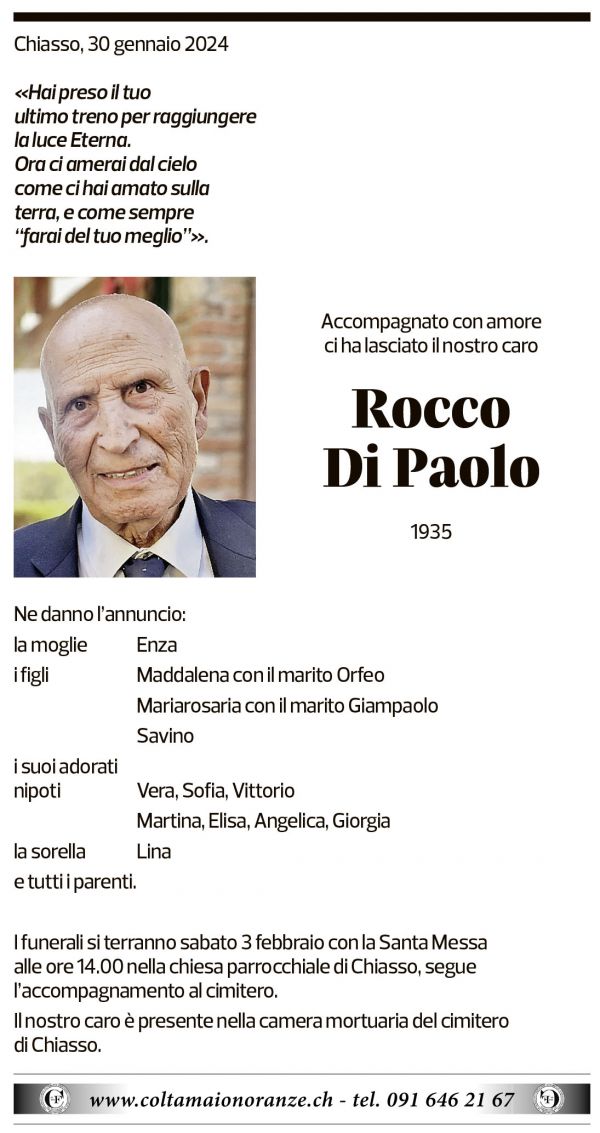 Annuncio funebre Rocco Di Paolo