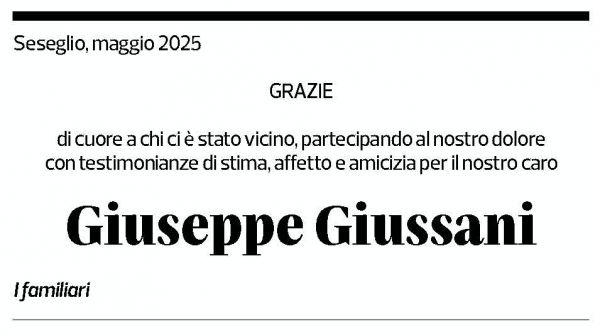 Annuncio funebre Giuseppe Giussani