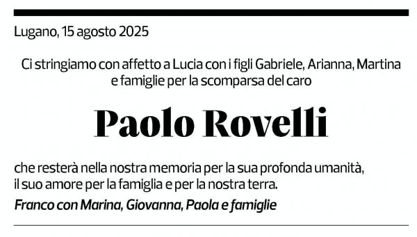 Annuncio funebre Paolo Rovelli
