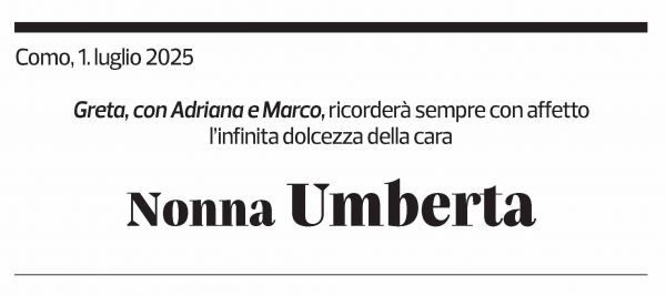 Annuncio funebre Umberta Pacinotti Bezzola
