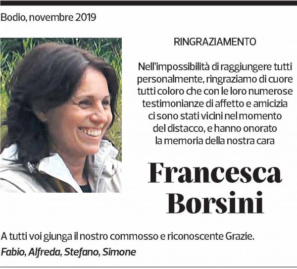 Annuncio funebre Francesca Borsini