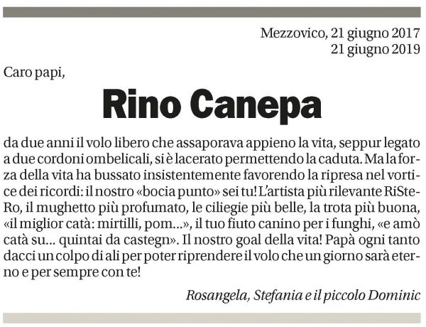 Annuncio funebre Rino Canepa