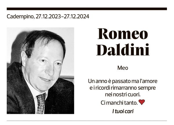 Annuncio funebre Romeo Daldini