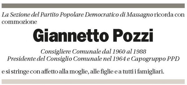 Annuncio funebre Giannetto Pozzi