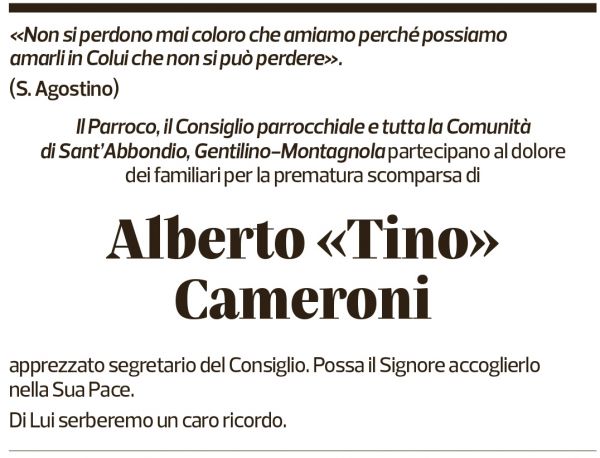 Annuncio funebre Alberto Cameroni