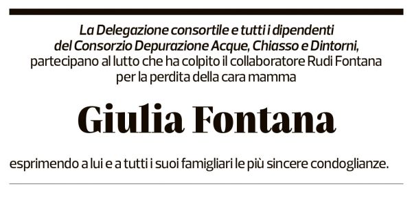 Annuncio funebre Giulia Fontana