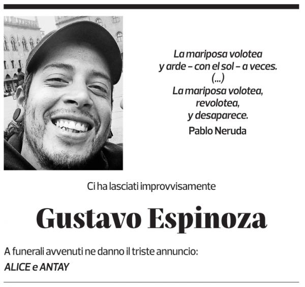 Annuncio funebre Gustavo Espinoza