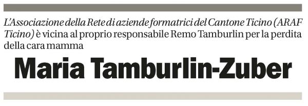 Annuncio funebre Maria Tamburlin-zuber