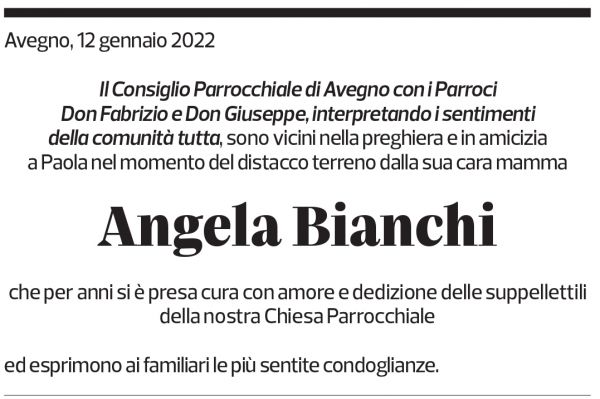 Annuncio funebre Angela Bianchi