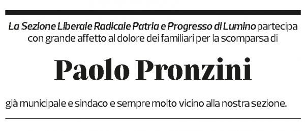 Annuncio funebre Paolo Pronzini