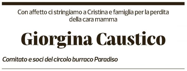 Annuncio funebre Giorgina Caustico