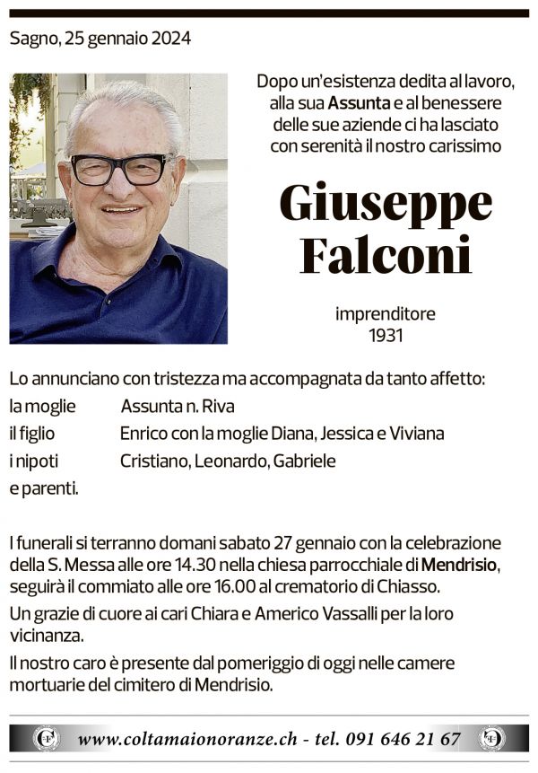 Annuncio funebre Giuseppe Falconi