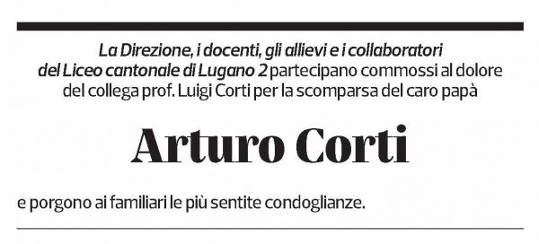Annuncio funebre Arturo Corti