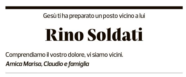 Annuncio funebre Rino Soldati