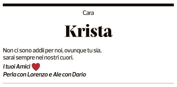 Annuncio funebre Krista Joy Riva