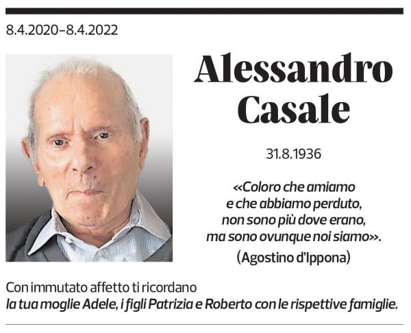 Annuncio funebre Alessandro Casale