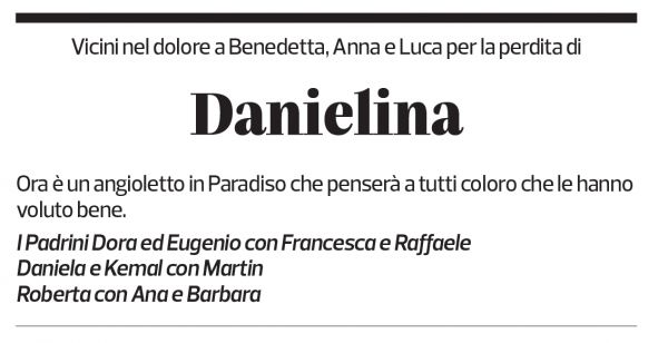 Annuncio funebre Danielina 