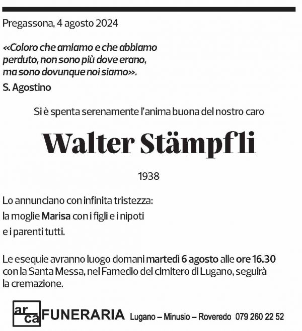 Annuncio funebre Walter Stämpfli