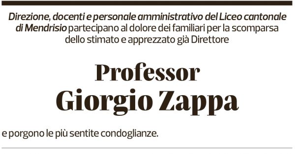 Annuncio funebre Giorgio Zappa