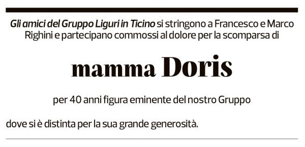 Annuncio funebre Doris Righini