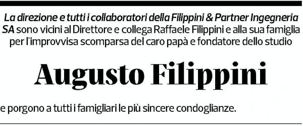 Annuncio funebre Augusto Filippini