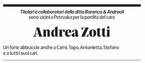 Annuncio funebre Andrea Zotti