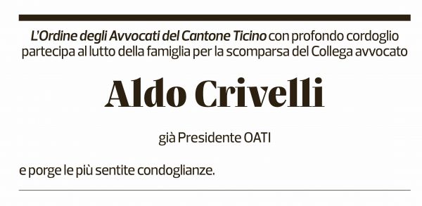 Annuncio funebre Aldo Crivelli