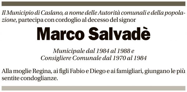 Annuncio funebre Marco Salvadè