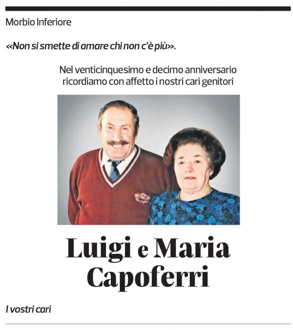 Annuncio funebre Luigi Capoferri Maria Capoferri