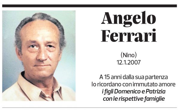 Annuncio funebre Angelo Ferrari