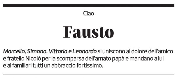 Annuncio funebre Fausto Casolini