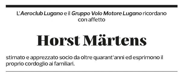 Annuncio funebre Horst Märtens